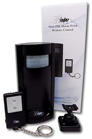 Minder MA30 MkII Mini PIR Motion Sensor Home Garage Shed Burglar Wireless Security Alarm with IR Remote Control (Without Batteries, Black)