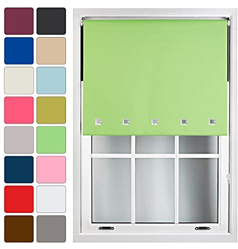 FURNISHED Blackout Blinds Roller Shade Window Blind with Chrome Square Eyelets Customized Width Made to Measure, Lime Green, 60cm x 165cm