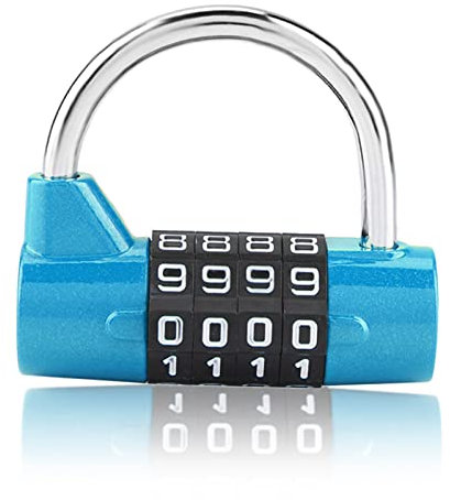 Sonew Gym Locker Padlocks, 4 Dial Digit Code Combination Padlock, Gym Locker, Security Password Lock for Gym, School, Employee Locker Travel Suitcase(Blue)