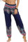 Nuofengkudu Damen Hippie Haremshose Capri Thai Hose Leichte mit Taschen Dünn Boho Ethno Blumenmuster Muster Strand Sommerhose Yogahose (Dunkelblau,One Size)