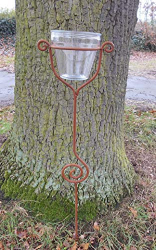 Stabiler Gartenstab Gartenstecker Beetstab Eisen Rost mit Glas 118 cm