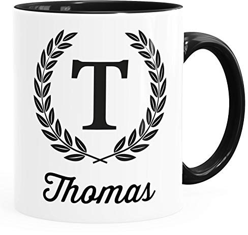 SpecialMe® Namenstasse personalisierte Kaffee-Tasse mit Namen Buchstabe persönliche Geschenke für Männer Bürotasse Inner-Schwarz Keramik-Tasse