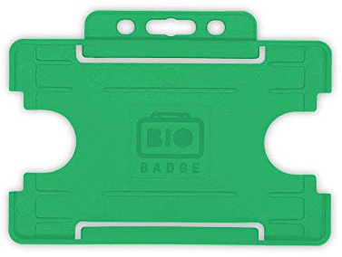 BioBadge Light Green ID Card Holders Open-Faced, Landscape, 100 Pack
