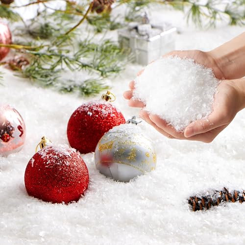 JOYIN - Nieve Artificial de 320 g para decoración navideña, Copos de Nieve Artificiales de plástico para árbol de Navidad, decoración navideña y exhibiciones invernales.