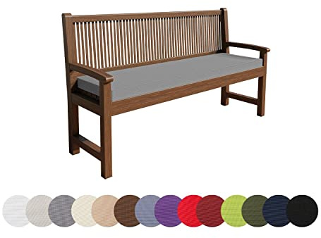 chilly pilley Bankkissen Wasserabweisend Bankauflage Bankpolster Reißverschluss mit Schlaufen Bankpolster Sitzkissen Kissen für Gartenbank Gartenbankauflage (140x60x5, Grau)