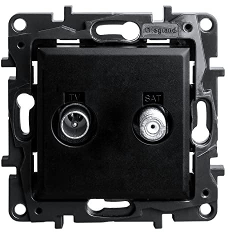 Prise TV SAT noire 1,5 dB Niloe Step prise encastrée