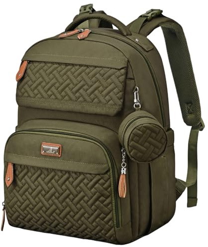 BabbleRoo Diaper Bag Backpack - Travel Large Baby Diaper Bag with Changing pad, Waterproof Baby Bags for Mom & Dad, Unisex Bags with Pacifier Case, Luggage Strap & Stroller Clips– Army Green