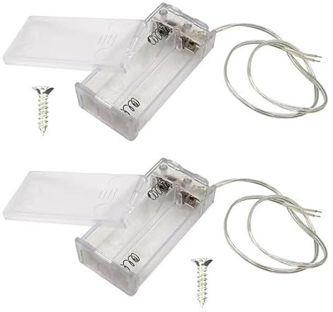 2 AA Battery Holder with Switch, 2PCS 4.5V Battery Holder with Switch, 2X 1.5V AA Battery Holder with Leads and Switch for LED String Light DIY or Fixing