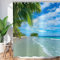 ASDCXZ Rideau de Douche Palmiers Plage 180x220 cm, Bord de mer d'été Ciel Bleu Plantes Tropicales Rideaux de Douche Lavable Textile Rideau Douche imperméable pour Baignoire avec 12 Crochets