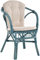 Klassischer Flecht-Sessel im skandinavischem Stil/Korb-Stuhl aus Natur-Rattan (Blau mit Kissen)