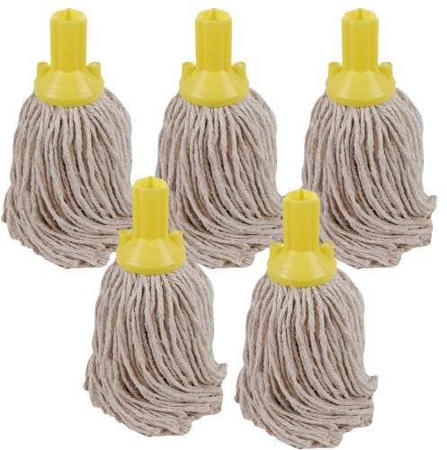 String Mop Heads Cotton PY Yarn Replacement Socket Mop Head - Colour Coded - (Pack Of 5) (Yellow)