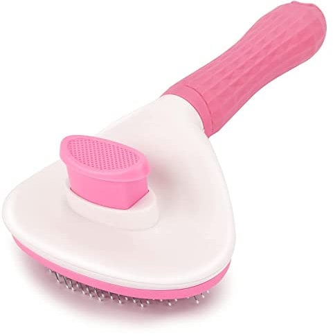 YIAGUN Self Cleaning Slicker Brush, Dog Cat Bunny Pet Grooming Shedding Brush - Easy to Remove Loose Undercoat, Pet Massaging Tool Suitable for Pets with Long or Short Hair(Pink)
