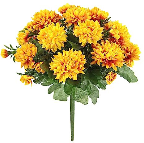 Künstliche Blumen Chrysanthemen Chrysanthemenstrauß Chrysanthemenbusch Bouquet Kunstblumen Blumenstrauß Blumenbouquet unechte Blumen Mittelstück Grableger Grabschmuck Friedhofsgesteck Grabdekoration