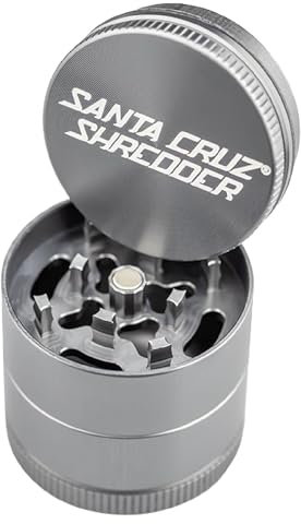 Santa Cruz Shredder Metal Herb Grinder Knurled Top for Stronger Grip 3 Piece Small 1.7 (Grey)
