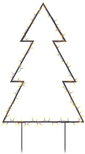 vidaXL Weihnachtsbaum, Beleuchtet Christbaum mit Erdspießen 80 LEDs, Wasserdicht LED Tannenbaum mit 8 Beleuchtungsmodi, Weihnachtsbeleuchtung Weihnachtsdeko, 60 cm