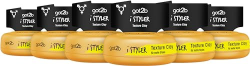 got2b Schwarzkopf iStyler Texture Clay Halt 4 (6x 75 ml), Haarcreme für Männer verleiht einen coolen Matt-Effekt, Haarpaste für einen texturierten, matt definierten Style