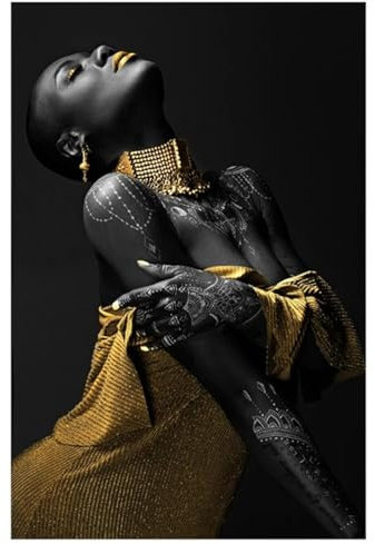 BIEMBI Sexy Figur, Leinwandkunst, Gemälde, afrikanische schwarze Frau, Poster und Drucke, Wandkunst, Bild für Wohnzimmer, Wanddekoration, Cuadros, 50 x 75 cm, rahmenlos