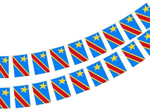 Kongo-Flagge, 40 Stück, Kongo-Girlande, 11,4 m