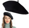 Barett,Baskenmütze,Plain Barett,Barett Mütze,Baskenmütze,WintermüTze Barett,Barett Mütze Damen,Französischen Beret,Damen Baskenmütze,Einfarbige Baskenmütze,Klassische Winter Warm Beret Cap(Schwarz)
