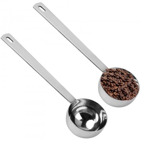 Lot de 2 Cuillères à Café en Acier Inoxydable, Cuillere Doseuse, Cuillère Doseuse en Acier Inoxydable, Cuillère Doseuse Café, pour Café, Thé, Farine