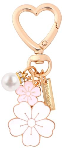 Porte-Clés en Perles de Fleurs, Porte-Clés à Breloques en Fleurs Bicolores Porte-Clés en Perles d'Imitation Porte-Clés de Voiture en Forme de Cour Mignon pour Sacs à Main pour Femmes