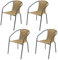 LOLAhome Pack 4 sillas Jardín Exterior | Sillon Ratan Natural y Acero con epoxi Anticorrosión | Apilables | Cómodas y Resistentes | Balcón, Terraza o Jardín | Trivia