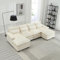 LIFEISLE U-Form Sofa Couch mit Doppel Chaiselongue, Wohnzimmer Modernes Sofa mit Verdicktes Doppel-Sitzkissen und Lendenwirbelstützekissen, Chenille Beige
