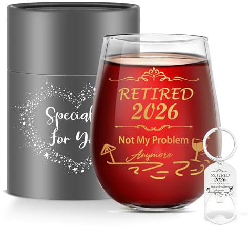 Best Retirement Gifts for Women Men Stemless Wine Glass 2026 Thank You Leaving Gifts Retired Farewell Gift for Women Coworkers Colleagues Teacher Funny Retirement Good Luck Gifts Happy Retirement