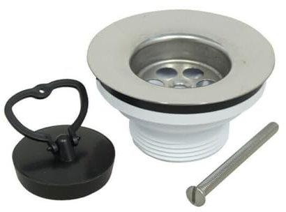 Schläfer 439701 - Piletta Scarico Lavabo Diametro 63 mm per Bagno, Cucina, Scarico Sifone 1 1/4, Piletta Lavandino in Plastica, Cestello Acciaio Inox e Tappo in Pvc.