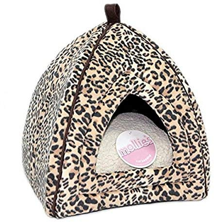 Petface Mollie's Luxury Faux Suede Leopard Igloo Cat Bed