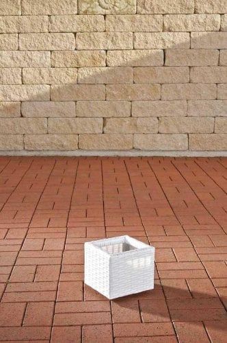 CLP Blumenkasten aus Polyrattan I Blumenkübel für den Garten oder den Balkon I Universal Pflanzkasten I erhältlich, Farbe:weiß