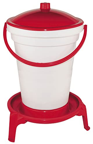 Kerbl Geflügel-Tränkeeimer (24 Liter Fassungsvermögen, Tränke für Geflügel, Eimer mit Tragebügel, mit Standfüßen, Farbe rot/weiß)
