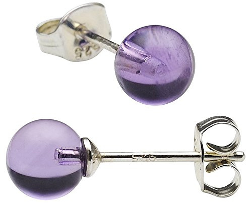 Ohrstecker Stecker mit Amethyst flieder 6mm 925 Silber rhodiniert Ohrschmuck Damen