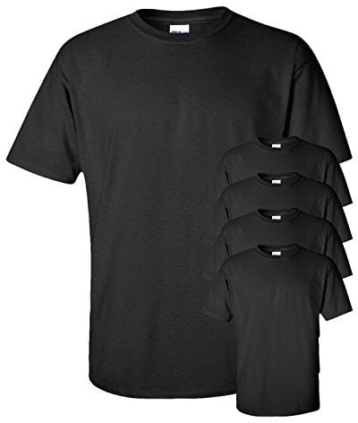 Gildan Men's Ultra Cotton T-Shirt (5 Pack), Black, XL