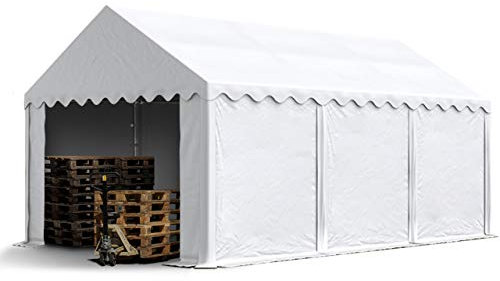 TOOLPORT Carpa almacén 4x6 m PVC 700 N Impermeable Blanco Carpa de Almacenamiento