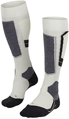 FALKE Damen Skisocken SK4 Advanced W Kh Wolle Funktionsmaterial warm dünn 1 Paar, Weiß Off-White 2040-O, 37-38