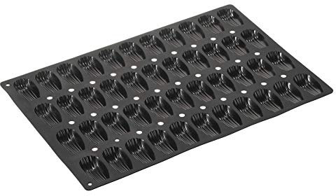 Lurch 67104 FlexiGastro Backform aus 100% BPA-freiem Platin Silikon 44er Madeleine, schwarz, 60 x 40 cm, Gastronomie