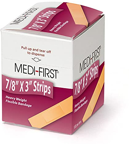 Medique Products 61433 Extra Heavy Weight Latex Free Flexible Woven Strip Bandages, 7/8-Inch By 3-Inch, 100 Per Box