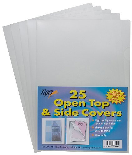 250 x A4 Dokumentenmappen aus Kunststoff, oben und seitlich offen, transparent