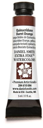 Daniel Smith Extra Fine Watercolor Paint, 5ml Tube, Quinacridone Burnt Orange, 284610086, 0.17 Fl Oz (Pack of 1)