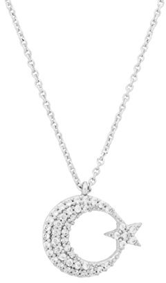 Remi Bijou - Halbmond mit Stern Halskette Kette mit Zirkonia Strass Stern Ay Yildiz Mond Star