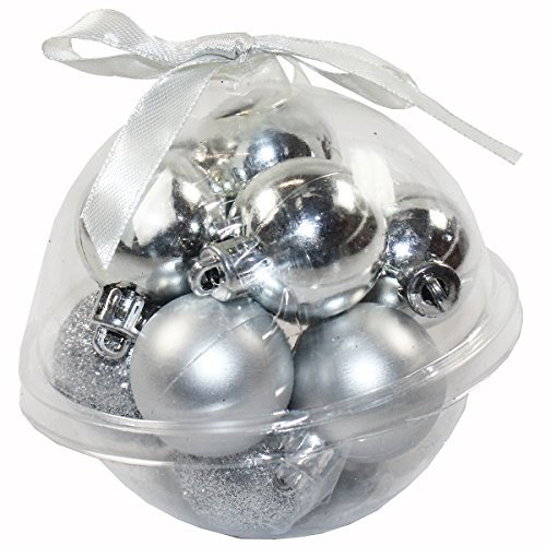 Koopman International b.v. 12tlg. Mini Weihnachtskugeln 3cm Kugel Gesteck Deko Basteln Advent Weihnachten, Farbe:Silber