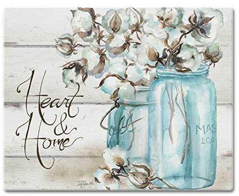 CounterArt Heart & Home Farmhouse Themed 3mm Tempered Glass Cutting Board Manufactured in the USA Serving Board Charcuterie Board 12 x 15