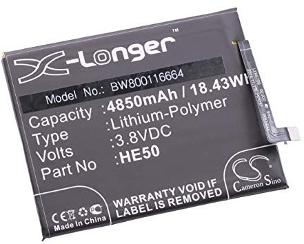 vhbw batteria compatibile con Motorola Moto XT1775, XT1770, E4 Plus, XT1771 smartphone cellulare (4850mAh, 3,8V, Li-Poly)