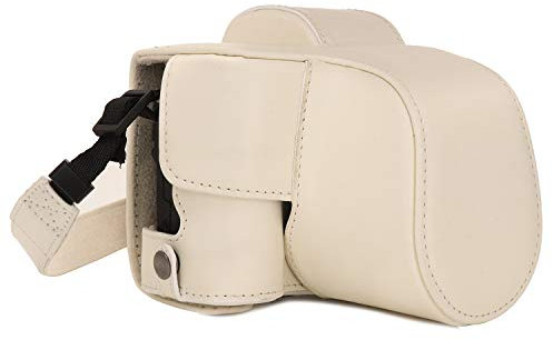 MegaGear MG1449 Canon EOS M50 (15-45mm) Ever Ready Leather Camera Case and Strap - White