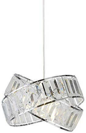 Lighting Collection Sparkly 2 Rings Clear Acrylic Slats Easy Fit Shade, Chrome Frame