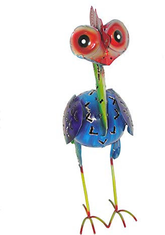 Gartenskulptur Emo Airbrush 20cm regenbogen-bunt Gartenfigur Gartentier Vogel-Figur Gartendeko