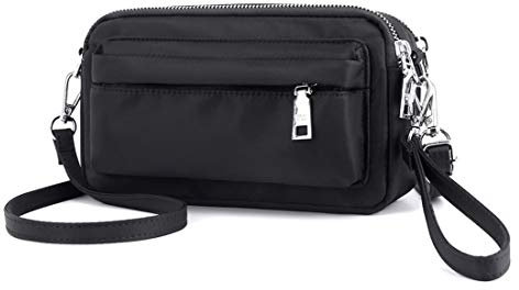 YANAIER Handy Schultertasche Damen Kleine Tasche Umhängetasche Crossbody Handytasche Phone Bag für Frauen Mädchen Schwarz