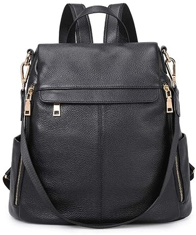Kattee Damen Rucksack mit Diebstahlschutz Umhängetasche aus echtem Leder modische Umhängetasche für Damen