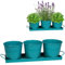 alles-meine.de GmbH Set: Metall - Tablett mit je 3 Töpfen - Blumentopf/Pflanzkübel/Pflanzschale - türkis blau/Mint - frostsicher - 48 cm - Untersetzer - MITTEL groß - mit H..